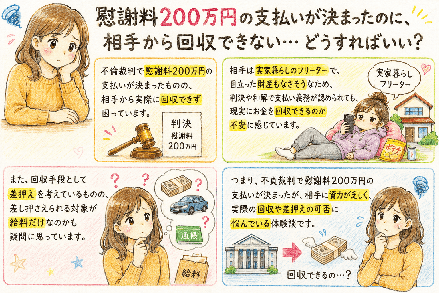 ２－３　知恵袋３：裁判で決まった慰謝料が回収できない事案